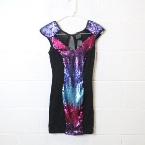 Women's Party Dress with Sequins, Padded Shoulders